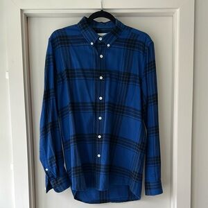 Saturdays New York City Blue and Black Casual Button Down Shirt